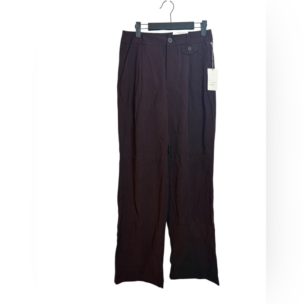 NWT A New Day Chocolate Plum High Waisted Wide Leg Pleated Trousers